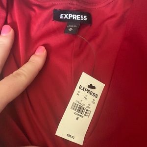 Red Dress From Express with a slit and rouching - New with tags